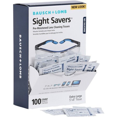 BAUSCH + LOMB Pre-Moistened Lens Cleaning Tissues, Sight Savers, Anti-Static, Individually Wrapped, Pack 100 BAL8574GM